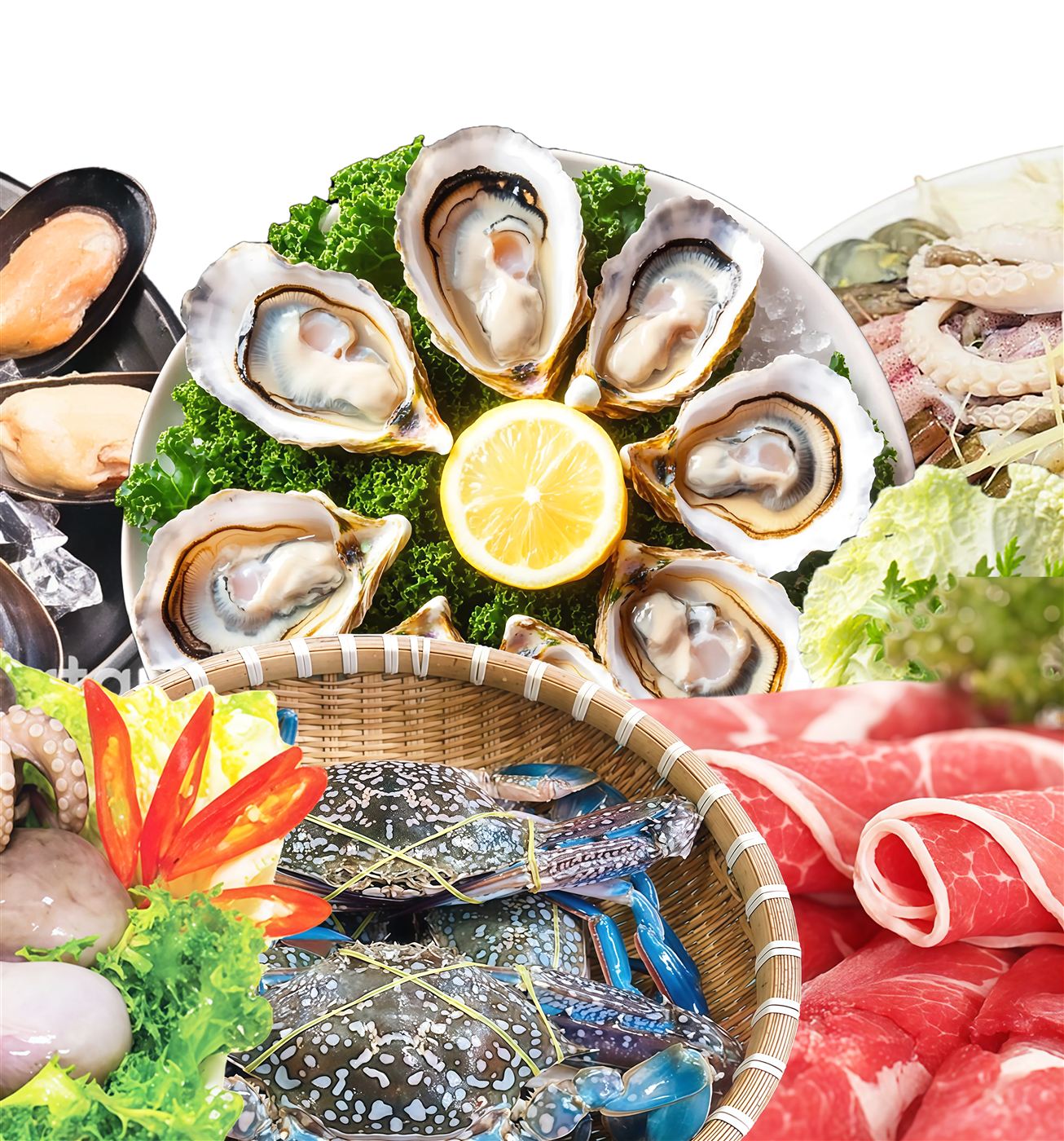 Oysters, crabs and premium meats